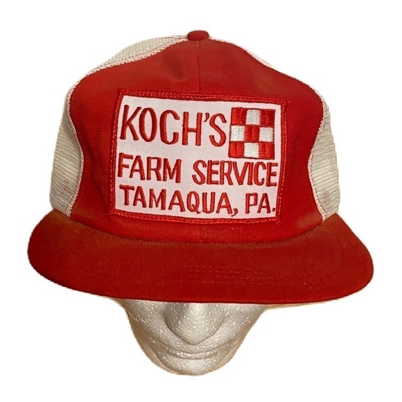 Vintage Koch’s Farm Service Purina Patch Made in USA Mesh Strap Back Hat Trucker - Picture 1 of 11